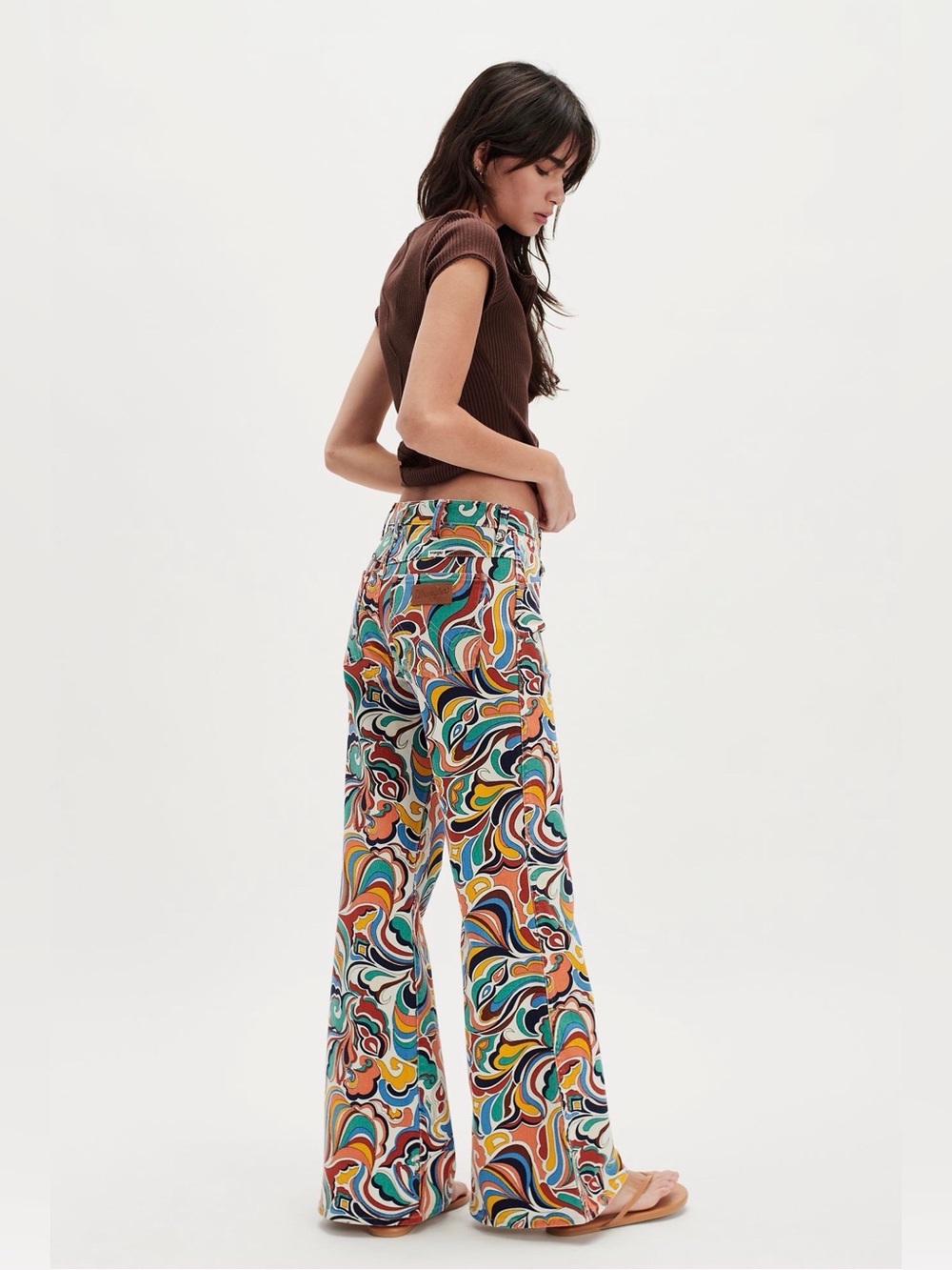 NEW no tags AWESOME Wrangler High-Rise Printed Flare Jeans - Picture 2 of 7